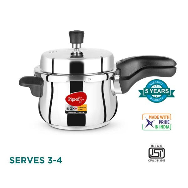 Pigeon by Stovekraft 14502 Induction Base Outer Lid Stainless Steel Pressure Cooker, 5L, Silver