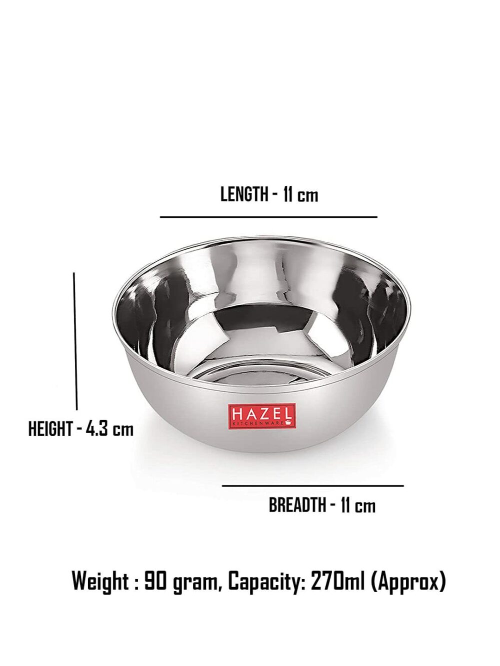 Sanskriti Exports Stainless Steel Bowl Vati Set | 270 ml Steel Bowl Set for Kitchen | Dinner Bowl Katori Serving Wati, Set of 4 - Image 4