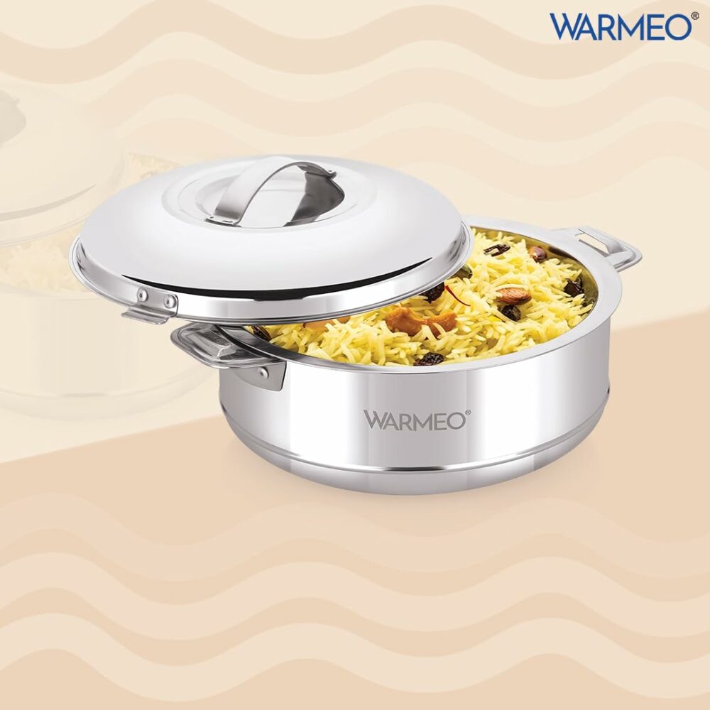 Sanskriti Exports Steam Insulated Stainless Steel Casseroles| Easy to Carry Hot Boxes for Kitchen | Hot Food, Easy to Store| Silver|5 Liter - Image 2