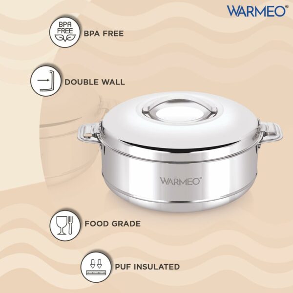 Sanskriti Exports Steam Insulated Stainless Steel Casseroles| Easy to Carry Hot Boxes for Kitchen | Hot Food, Easy to Store| Silver|5 Liter