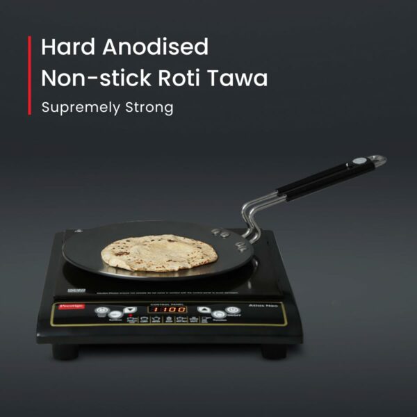 Prestige Hard Anodised Plus Cookware Induction Base Roti Tawa | Black | 22.5cm | Perma-Cool Handles | Wide Base | Hand Washable