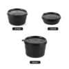 CELLO MF Click Lunch Box Set with Bag, 3 Containers, 300ml, Black | Tiffin Box Outer Plastic Inner Steel with Bag | Leakproof Lunch Boxes with Jacket | Ideal for Office, School, College