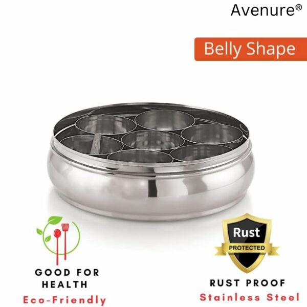 Sanskriti Exports Masala Dabba Spice Box Containers for Kitchen Storage Steel Spices Container for Kitchen | 1300 ML