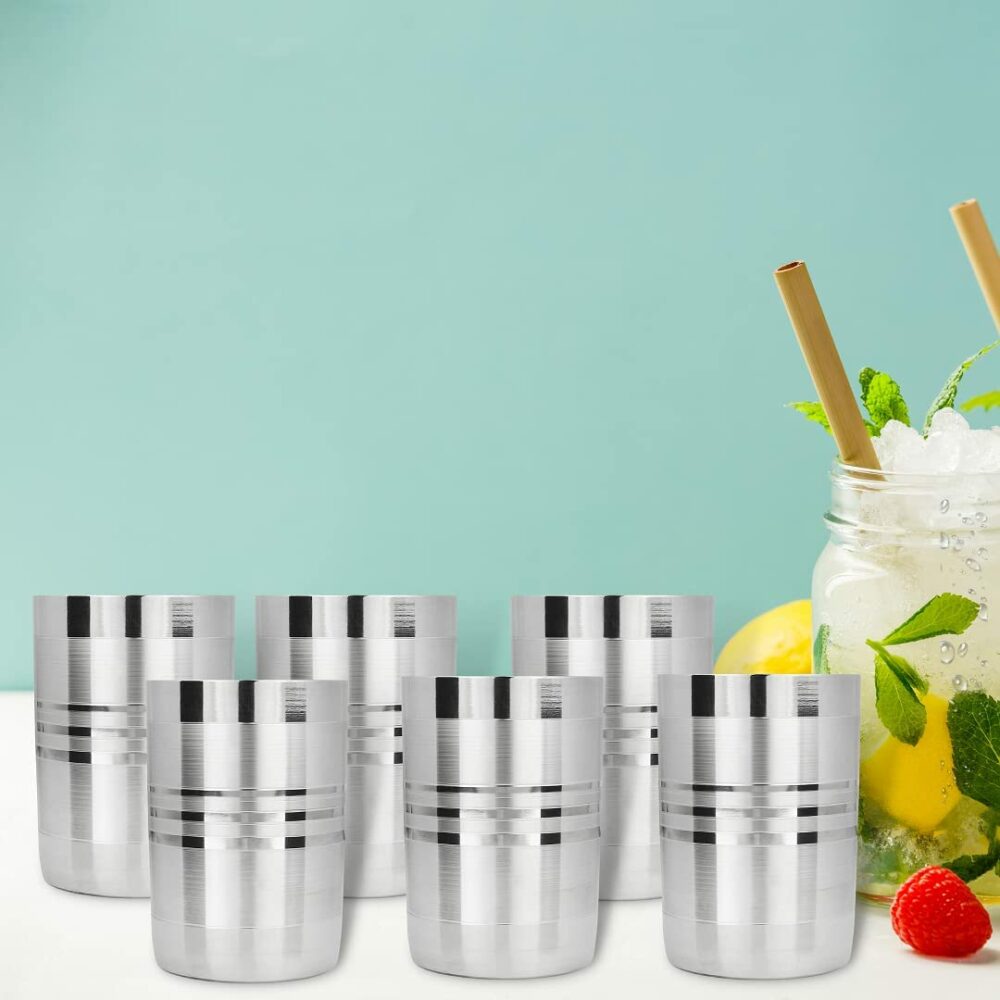Sanskriti Exports Stainless Steel Glass/Tumbler Set of 6 | Tableware Drinking & Serving Glass (310ml) (6pc Set, 310ml) - Image 2