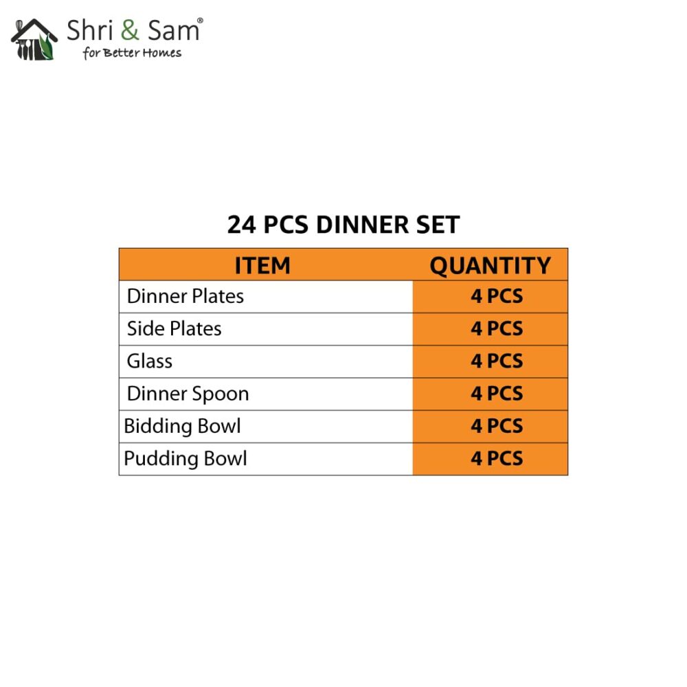 Sanskriti Exports solid Stainless Steel Shagun Dinner Set (24 Pcs Set) - Image 2