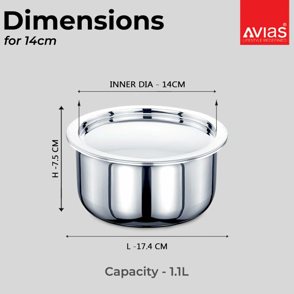Sanskriti Exports Triply Tope with Lid | 5 Years Warranty | 14 cm Stainless Steel Tope, Bhaguna, Induction Base, 3 Layered Induction Cookware, 2 5mm Thickness, Triply Tope with Lid, 1 - Image 6
