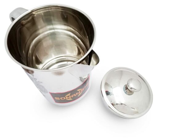 Sanskriti Exports Stainless Steel Tea Pot/Water Jug/Kettle with Lid and Flower Laser Print Jug- 1 Litre