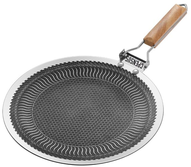 Sanskriti Exports Tawa Non Stick 2.8mm Thick Triply Stainless Steel Tava for Roti Honeycomb Tawa Cookware Foldable Handle Scratch Resistance with Induction Base 30 CM