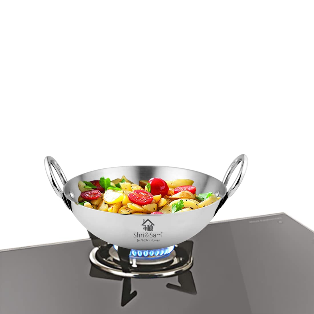 Sanskriti Exports Stainless Steel Heavy Weight Plain Kadhai, 2 5 mm, 20 cm, 1 1 Kg, 1 5 Litre