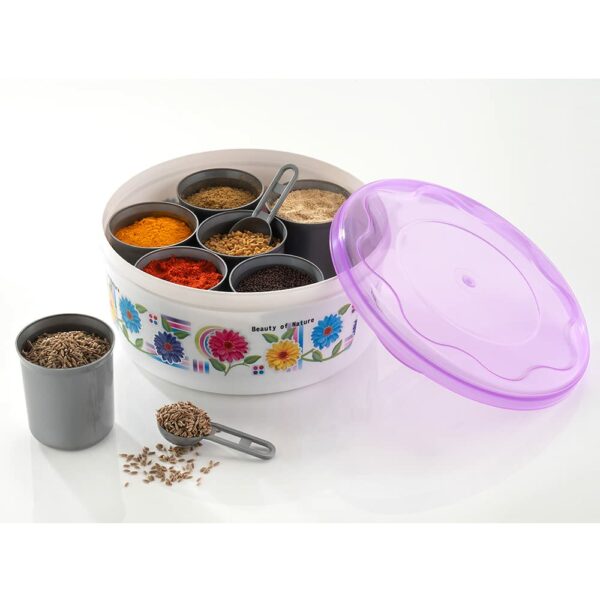 Sanskriti Exports Masala Box Dabba for Keeping Spices, Spice Box for Kitchen, Plastic Unique Style Masala Box, Masala Container, Masala Dabba - Multicolor (MB Pro) - Image 4
