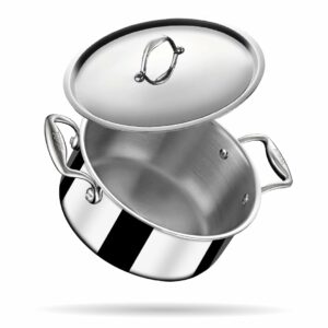 Stahl Artisan Triply Stainless Steel Sauce Pot/Casserole with lid, Induction Pot, Briyani Pot/Handi, 2 L, 18cm