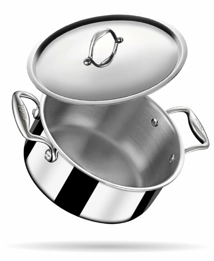 Stahl Artisan Triply Stainless Steel Sauce Pot/Casserole with lid, Induction Pot, Briyani Pot/Handi, 2 L, 18cm