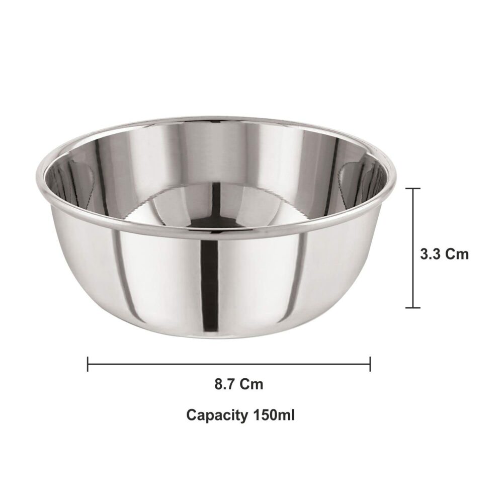 Sanskriti Exports - SPVT504P Stainless Steel 5 24G Prem Vati, 150 ml, Silver, Set of 4 - Image 4