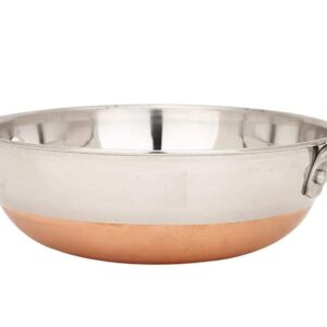 Sanskriti Exports Copper Bottom Kadhai Stainless Steel Copper Bottom Kadhai with Copper Bottom Kadhai Bottom Pot Pans for Frying (1 2 Litter)