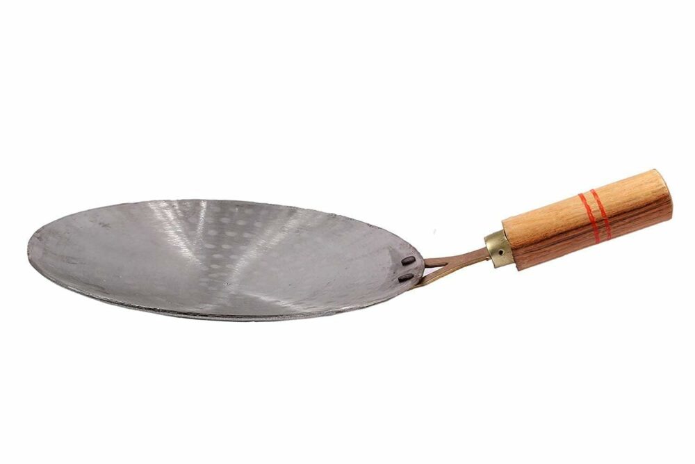 Sanskriti Exports Pure Iron Tawa Heavy Base for Roti/Chapati with Wooden Handle Roti - Image 2