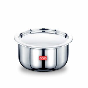 Sanskriti Exports Triply Tope with Lid | 5 Years Warranty | 14 cm Stainless Steel Tope, Bhaguna, Induction Base, 3 Layered Induction Cookware, 2 5mm Thickness, Triply Tope with Lid, 1