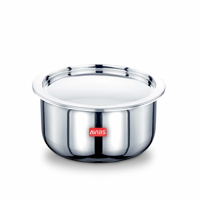 Sanskriti Exports Triply Tope with Lid | 5 Years Warranty | 14 cm Stainless Steel Tope, Bhaguna, Induction Base, 3 Layered Induction Cookware, 2 5mm Thickness, Triply Tope with Lid, 1