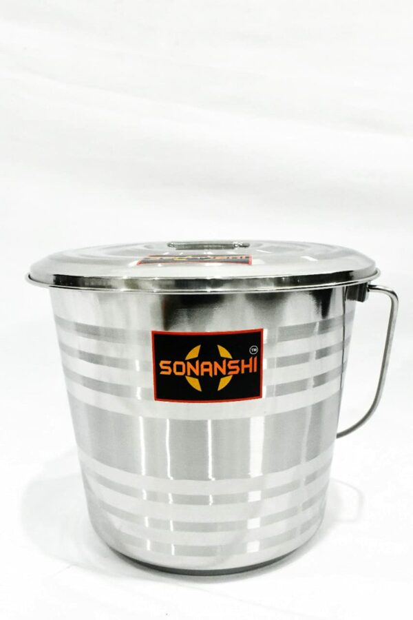 Sanskriti Exports Stainless Steel Jointless Leak Proof Water Bucket(with LID) & Water Dispenser Ladle ((Bucket 10 Litre & Water Dispenser Ladle 300 ML))