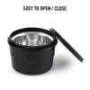 CELLO MF Click Lunch Box Set with Bag, 3 Containers, 300ml, Black | Tiffin Box Outer Plastic Inner Steel with Bag | Leakproof Lunch Boxes with Jacket | Ideal for Office, School, College