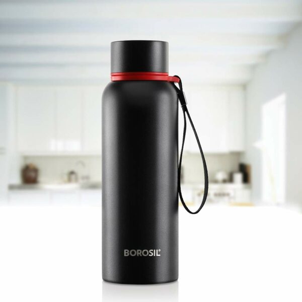 Borosil Hydra Trek 700 ml Stainless Steel Water Bottle | Double Wall Vacuum Insulated Flask, Black | 20 Hours Hot & 24 Hours Cold | Ideal for Personal & Corporate Gifting | 1 Year Warranty - Image 5