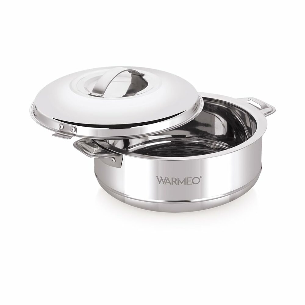 Sanskriti Exports Steam Insulated Stainless Steel Casseroles| Easy to Carry Hot Boxes for Kitchen | Hot Food, Easy to Store| Silver|5 Liter