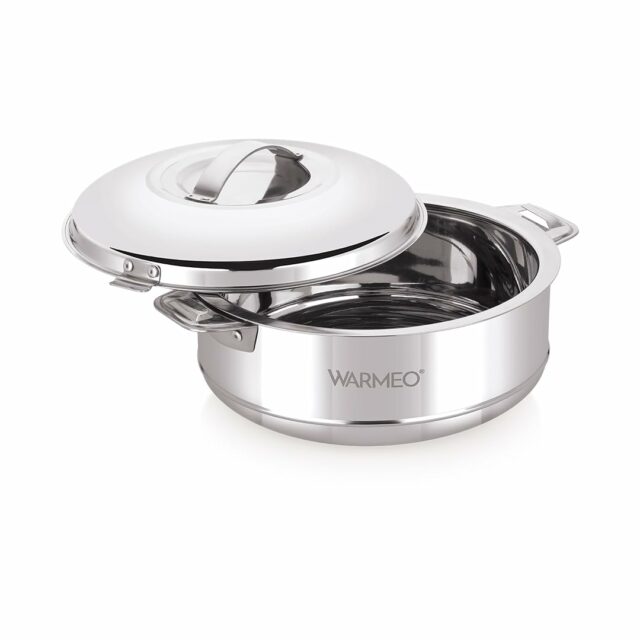 Sanskriti Exports Steam Insulated Stainless Steel Casseroles| Easy to Carry Hot Boxes for Kitchen | Hot Food, Easy to Store| Silver|5 Liter