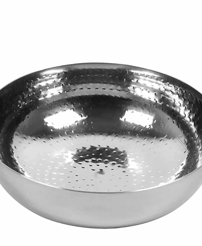 Sanskriti Exports Sandwich Bottom Heavy Gauge Stainless Steel Hammered Tasla, Without Handle Kadhai Cookware (2500 ML)