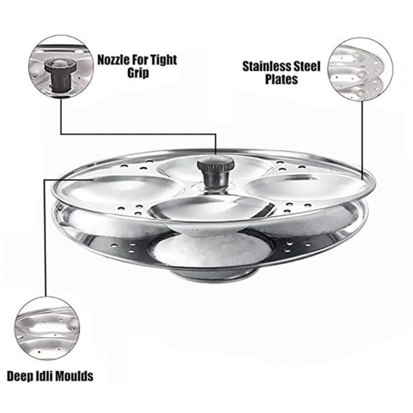 Sanskriti Exports Stainless Steel Non Stick Idli Plates Idli Maker| Idli Stand with Holes for Pressure Cooker, Idly Pot,Idly cooker,Kadai etc (2 Plates) - Image 2