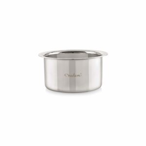 Sanskriti Exports Stainless Steel 12 22 Gauge Flat Bottom Tope, 1950 ml, Silver Durable Cookware for Efficient Boiling, Steaming, Cooking with Superior Heat Retention & Long-Lasting Performance