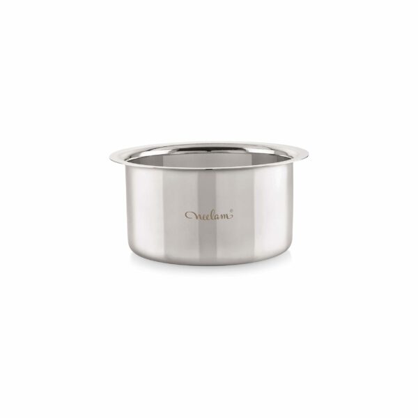 Sanskriti Exports Flat Bottom Tope Set of 4 with Lid, 1950 ml - Stainless Steel Cookware for Boiling, Steaming, and Cooking - Superior Heat Retention for Indian Kitchen