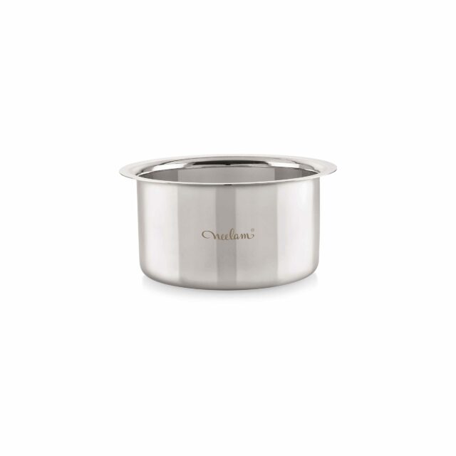 Sanskriti Exports Stainless Steel 12 22 Gauge Flat Bottom Tope, 1950 ml, Silver Durable Cookware for Efficient Boiling, Steaming, Cooking with Superior Heat Retention & Long-Lasting Performance
