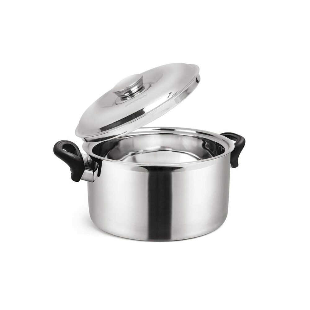 SignoraWare Therma Casserole with Handles Straight Shape Insulated Stainless Steel, Insulated Thermal Serving Bowl, Elegant Hot Pot Food Warmer/Cooler for Long Duration, 1000ml, Set of 1, Silver