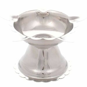 Sanskriti Exports Steel Deepak Diya Oil Lamp for Pooja Aarti, Silver