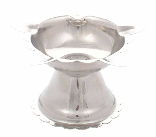 Sanskriti Exports Steel Deepak Diya Oil Lamp for Pooja Aarti, Silver