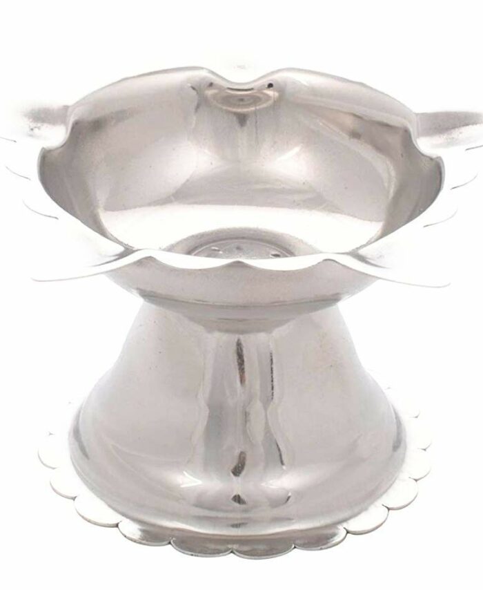 Sanskriti Exports Steel Deepak Diya Oil Lamp for Pooja Aarti, Silver
