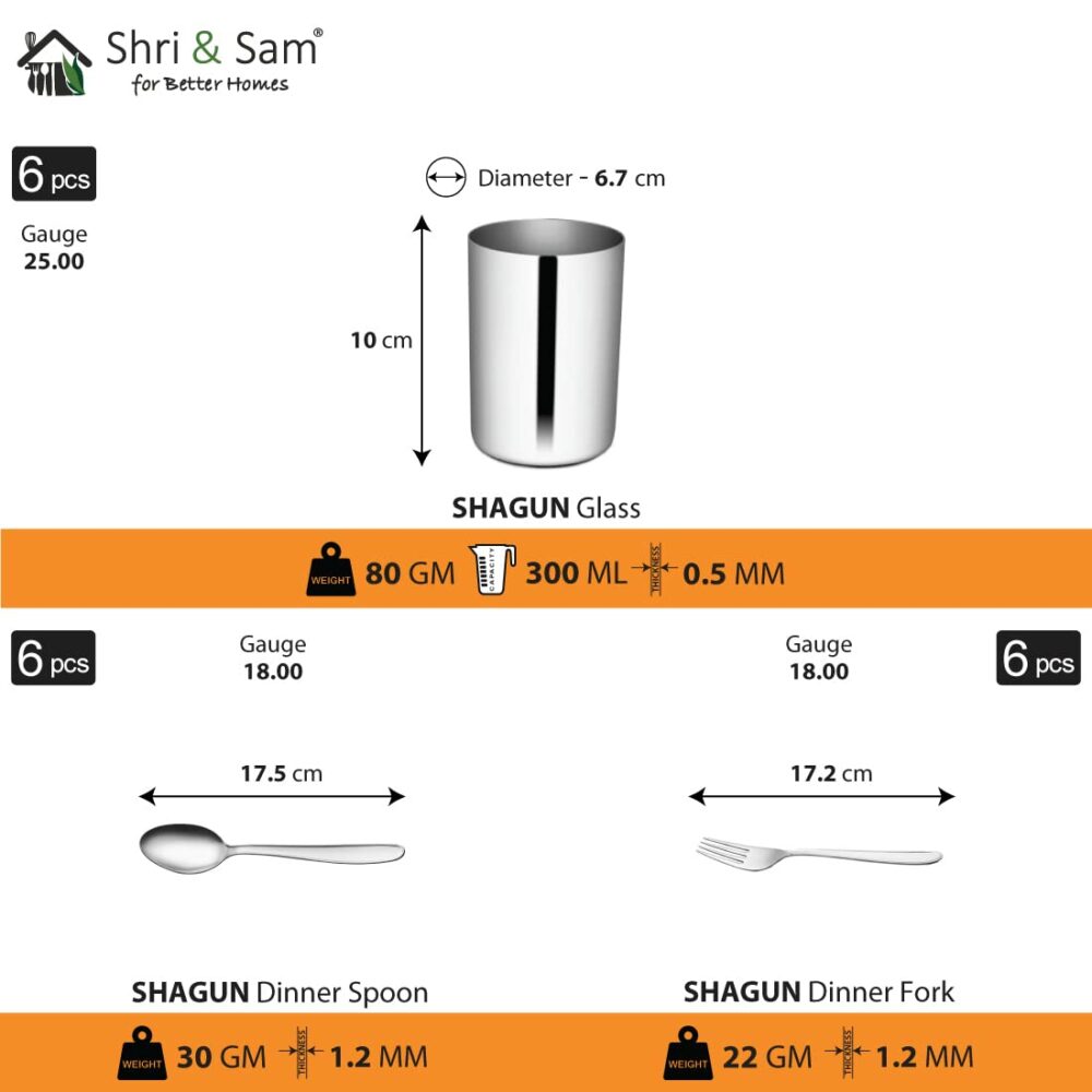 Sanskriti Exports Stainless Steel Shagun Dinner Set (36 Pcs Set) - Solid - Image 4