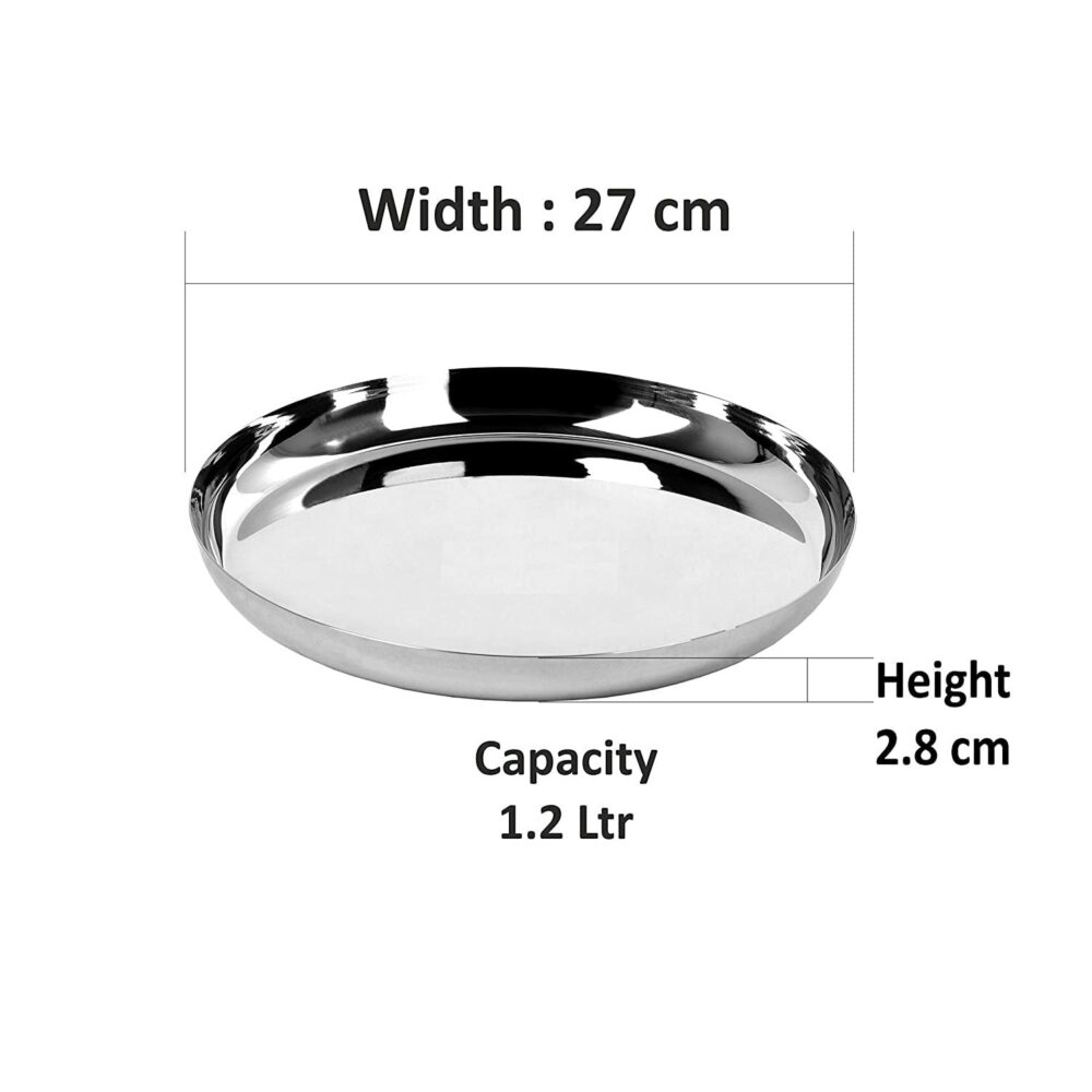 Sanskriti Exports Stainless Steel Dinner Plate | Sanskriti Exports Plate | Thali Apple Shape Set of 4 Plates (Diamm. 27 Cms) - Image 2