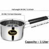 Sanskriti Exports Heavy Gauge Stainless Steel Milk Pan/Saucepan/Tea Pan/Milk Pot/Sauce Pot (Induction Compatible), 1 Liter, 16 cm, Silver