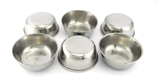 Sanskriti Exports Stainless Steel Small Chatni Katori/Wati/Mini Bowls : 30ml Set of 6 Pieces.
