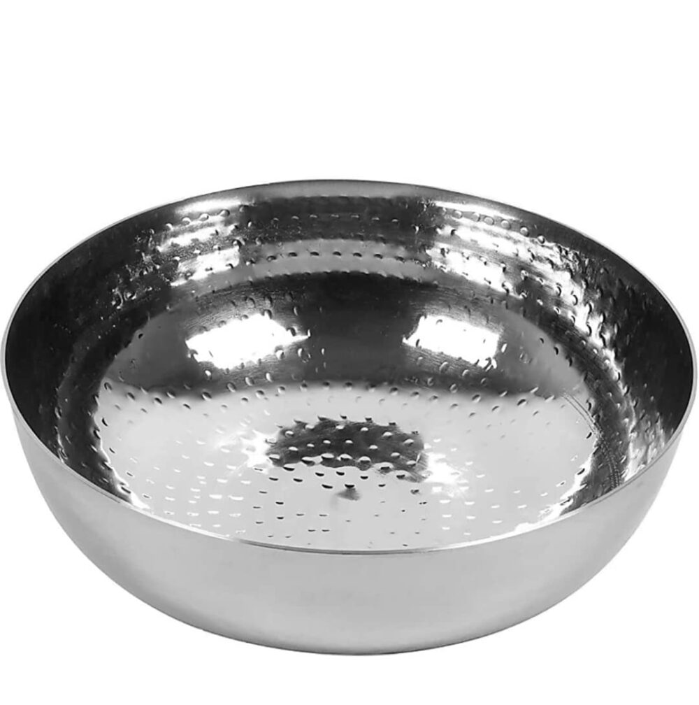 Sanskriti Exports Sandwich Bottom Heavy Gauge Stainless Steel Hammered Tasla, Without Handle Kadhai Cookware (1500 ML)