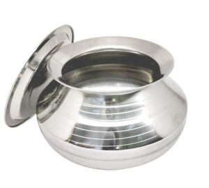 Sanskriti Exports Small Stainless Steel Handi with Lid (Pongal Handi, 1000 Ml, Dishwasher Safe) Handi 1 L with Lid