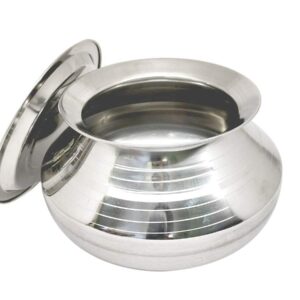 Sanskriti Exports Small Stainless Steel Handi with Lid (Pongal Handi, 1000 Ml, Dishwasher Safe) Handi 1 L with Lid
