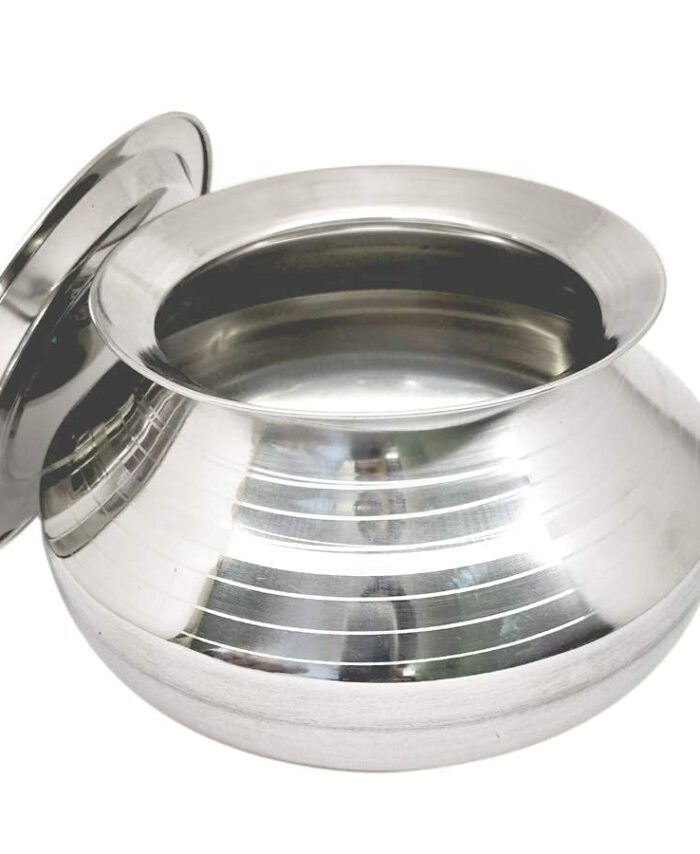 Sanskriti Exports Small Stainless Steel Handi with Lid (Pongal Handi, 1000 Ml, Dishwasher Safe) Handi 1 L with Lid