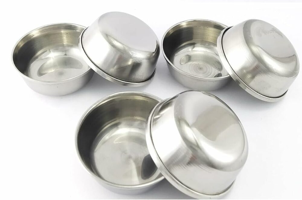 Sanskriti Exports Stainless Steel Small Katori/Wati/Chutney Bowls : 60ml Set of 6 Pieces. (Mini)