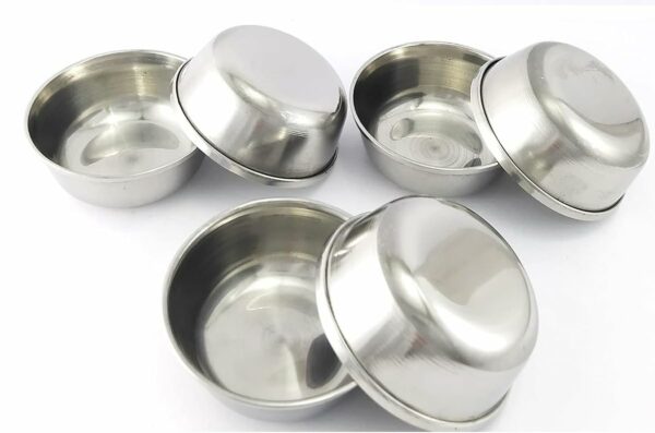 Sanskriti Exports Stainless Steel Small Katori/Wati/Chutney Bowls : 60ml Set of 6 Pieces. (Mini)
