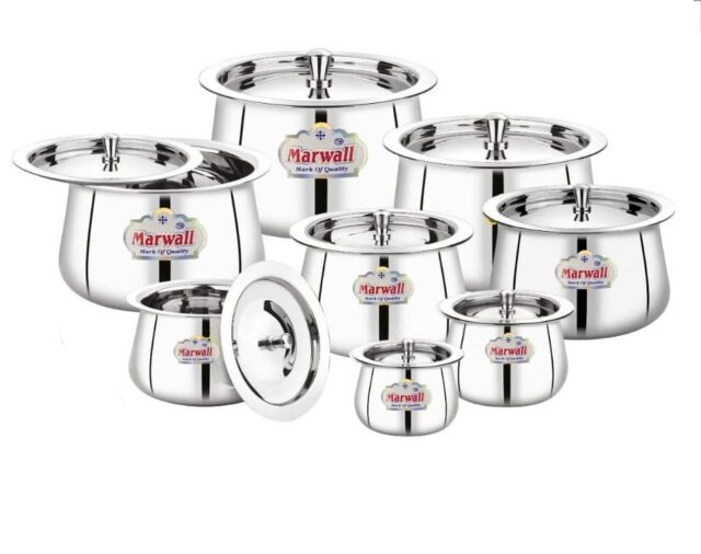 Sanskriti Exports Stainless Steel Handi With Lid For Serving And Storage Of Ghee/Dhai/Milk Etc. (500Ml) - Silver