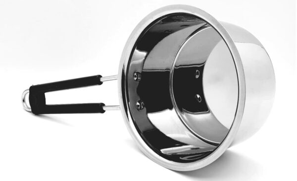 Sanskriti Exports Heavy Gauge Stainless Steel Milk Pan/Saucepan/Tea Pan/Milk Pot/Sauce Pot (Induction Compatible), 1 Liter, 16 cm, Silver