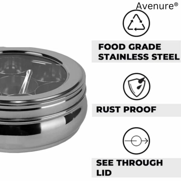 Sanskriti Exports Masala Dabba Spice Box Containers for Kitchen Storage Steel Spices Container for Kitchen | 1300 ML