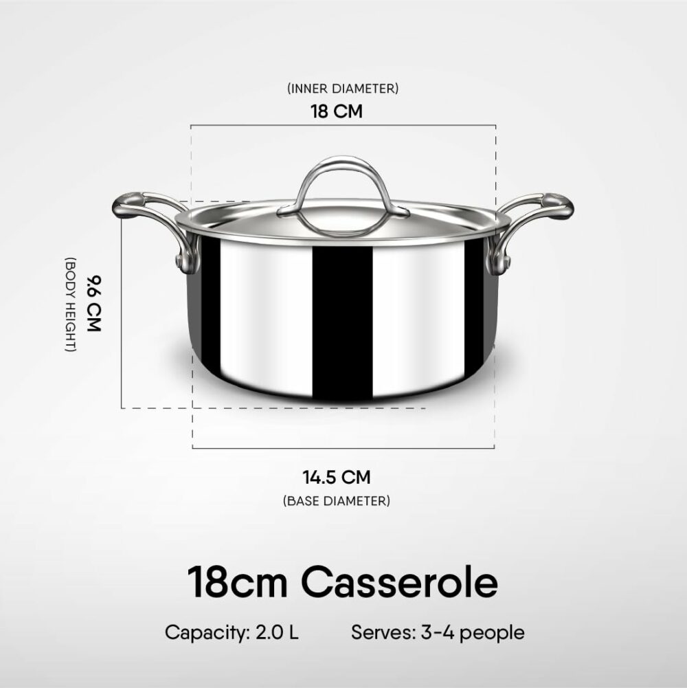 Stahl Artisan Triply Stainless Steel Sauce Pot/Casserole with lid, Induction Pot, Briyani Pot/Handi, 2 L, 18cm - Image 5