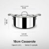 Stahl Artisan Triply Stainless Steel Sauce Pot/Casserole with lid, Induction Pot, Briyani Pot/Handi, 2 L, 18cm